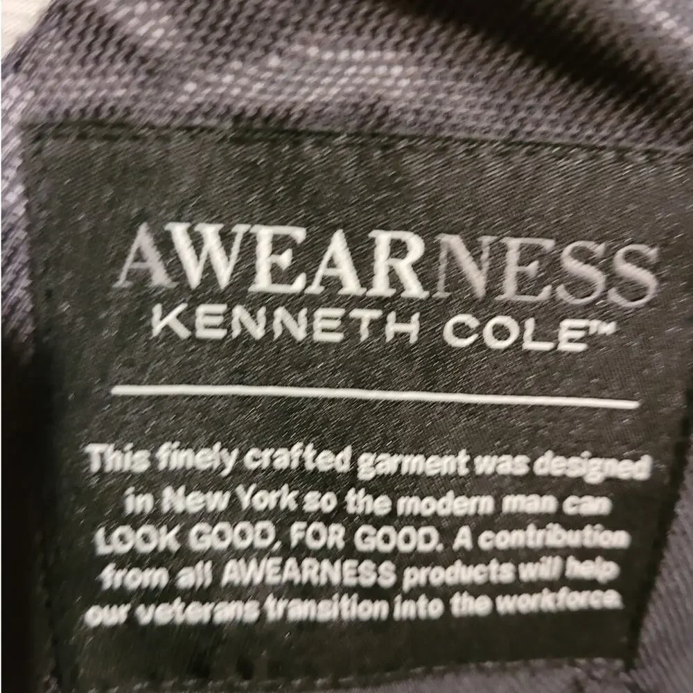 Kenneth Cole Awearness Mens 42L Black Wool Stretch Blazer Suit Jacket Careerwear